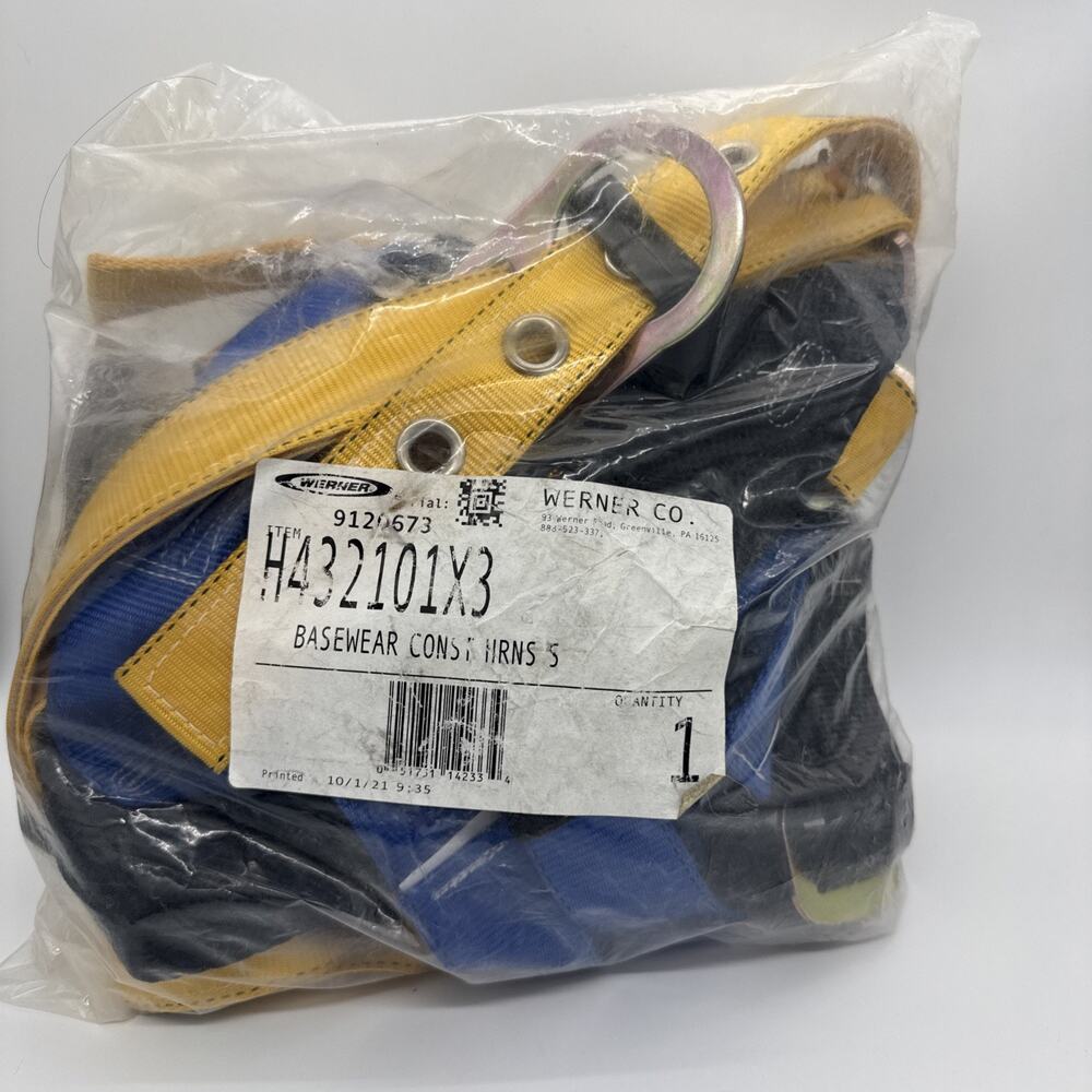 Werner H432101X3 BaseWear Construction Fall Protection Harness Size Large/XL New